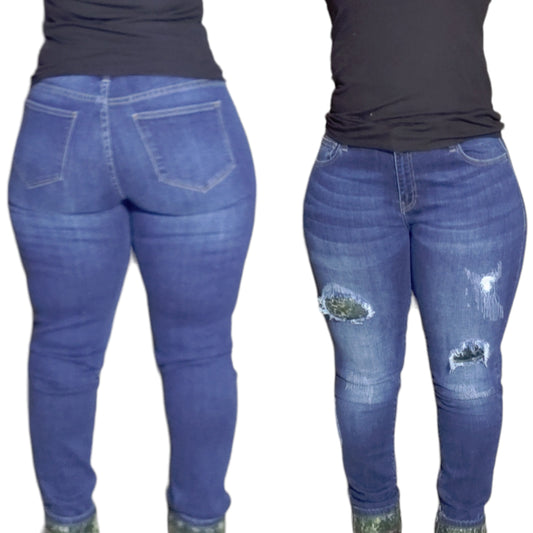 Camo Leopard Skinny Jeans Plus